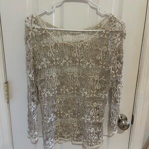 Adiva Lace Blouse - Cream and Brown